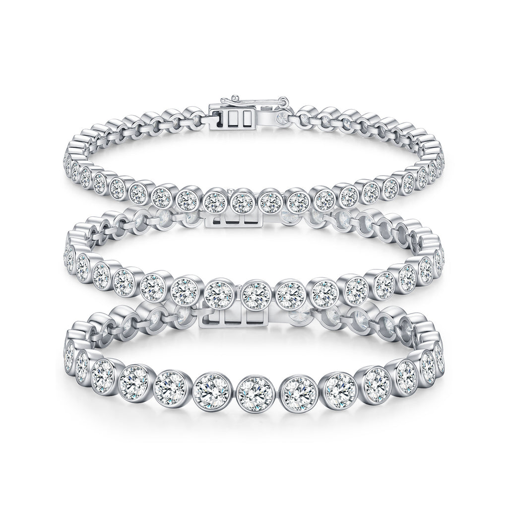 925 Sterling Silver Bezel Set Moissanite Bubble Tennis Bracelet 110400019