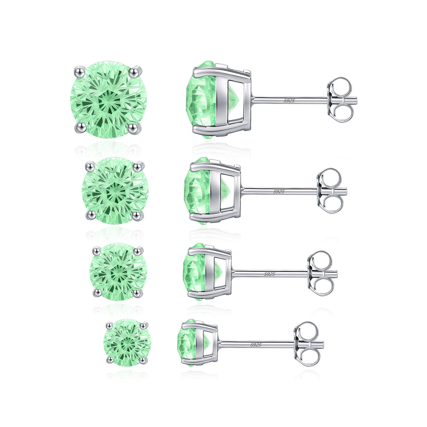 925 Sterling Silver Fireworks Cut Paraiba Green Zircon Stud Earrings 40200748