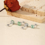 925 Sterling Silver Fireworks Cut Paraiba Green Zircon Stud Earrings 40200748