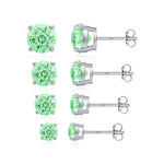 925 Sterling Silver Fireworks Cut Paraiba Green Zircon Stud Earrings 40200748
