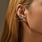925 Sterling Silver Fireworks Cut Paraiba Green Zircon Stud Earrings 40200748