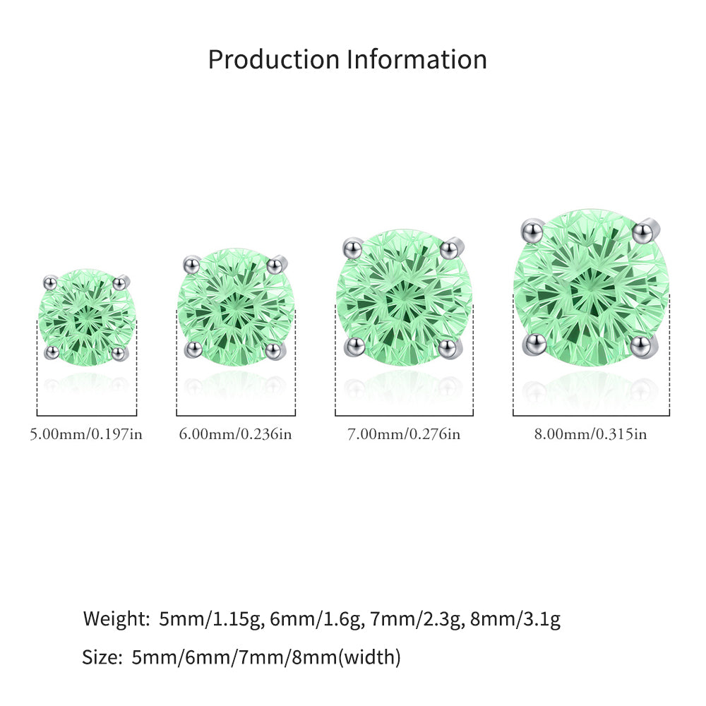 925 Sterling Silver Fireworks Cut Paraiba Green Zircon Stud Earrings 40200748