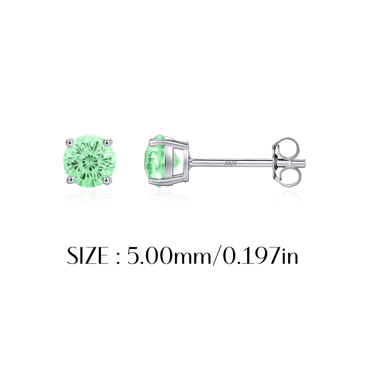 925 Sterling Silver Fireworks Cut Paraiba Green Zircon Stud Earrings 40200748