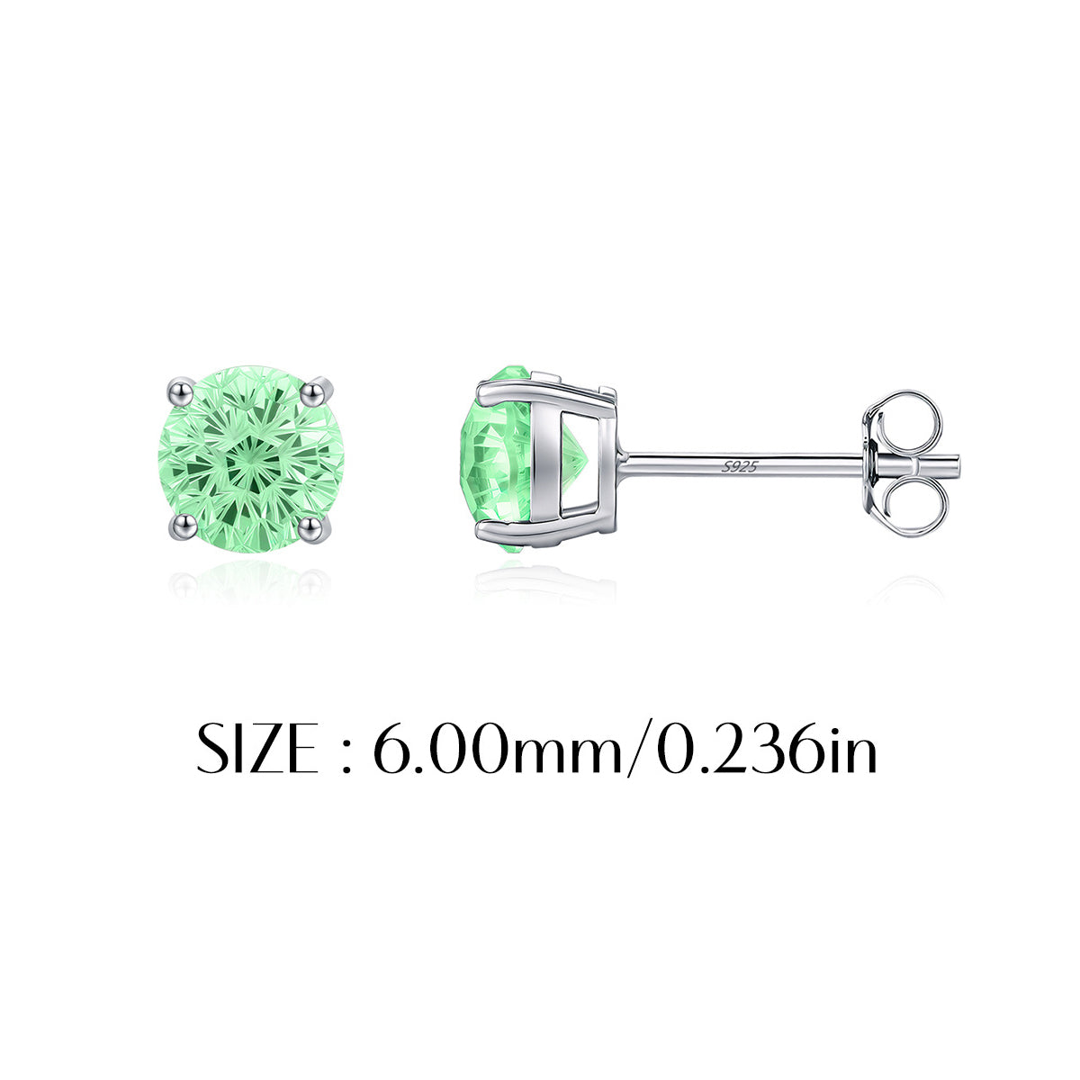 925 Sterling Silver Fireworks Cut Paraiba Green Zircon Stud Earrings 40200748