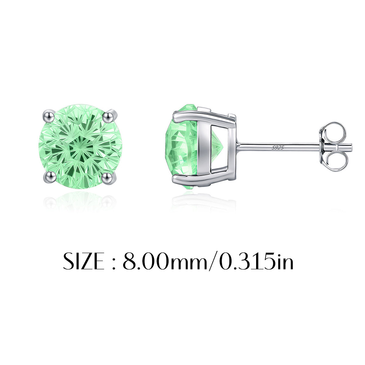 925 Sterling Silver Fireworks Cut Paraiba Green Zircon Stud Earrings 40200748