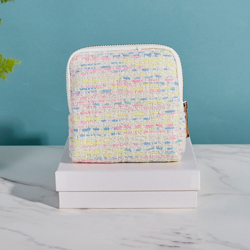 Premium Tweed Travel Jewelry Zip Pouch