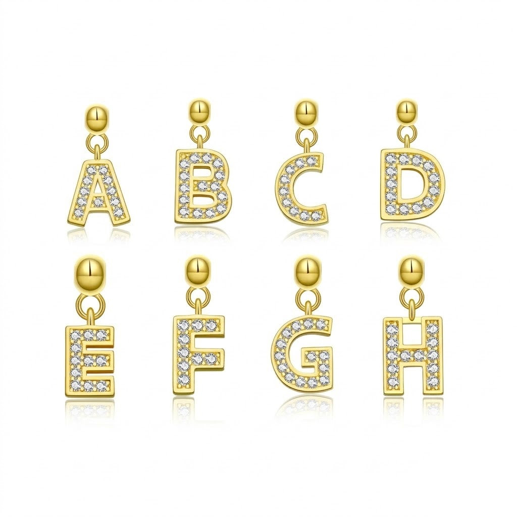 925 Sterling Silver CZ Initial Letter Charm Pendant 90200106